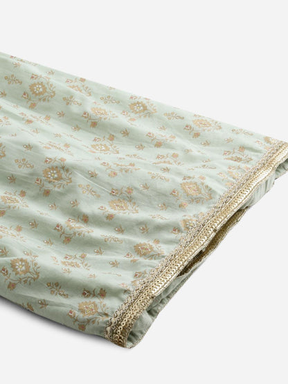 Sea Green Golden Printed Kurta Sharara Set With Dupatta | LASVINI - Redefining Indian Fashion with Elegance