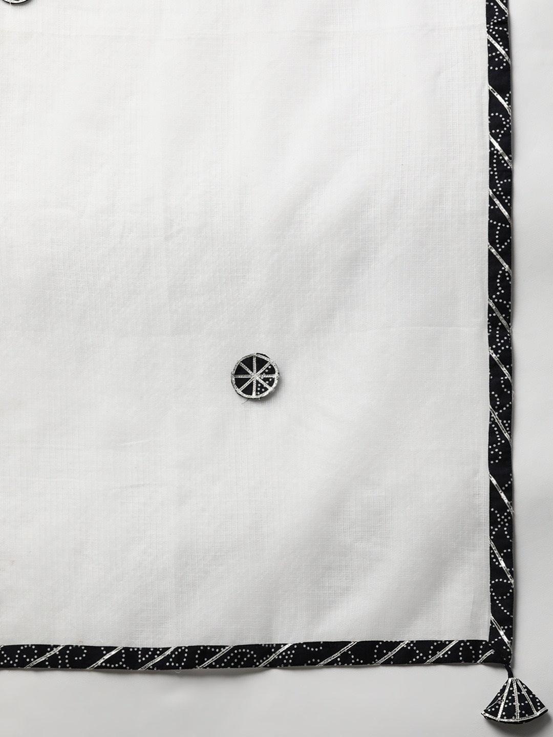 Black And White Cotton Kurta Pant Set With Dupatta | LASVINI - Redefining Indian Fashion with Elegance