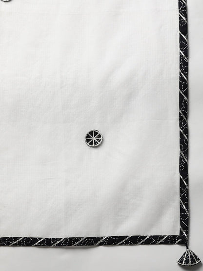 Black And White Cotton Kurta Pant Set With Dupatta | LASVINI - Redefining Indian Fashion with Elegance