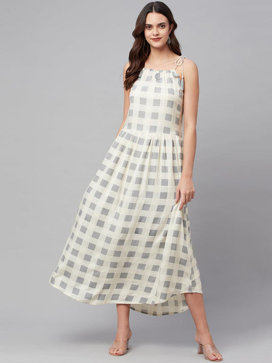 White Rayon Shoulder Straps Dress | LASVINI - Redefining Indian Fashion with Elegance