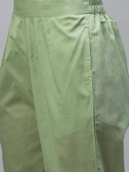 Light Green Hand Painted Floral Anarkali Kurta Pant Set With Dupatta | LASVINI - Redefining Indian Fashion with Elegance