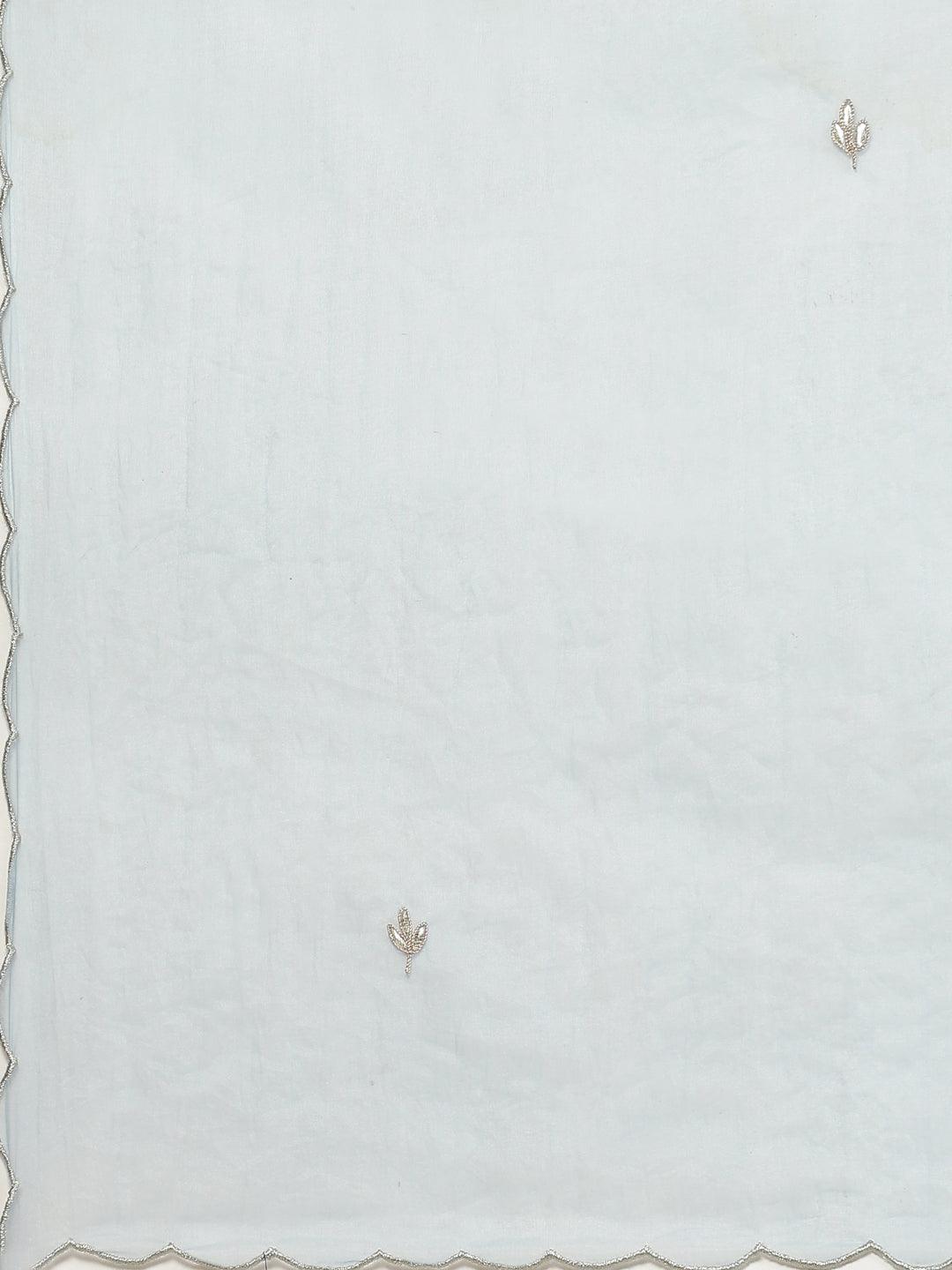 Sky Blue Leheriya Cotton Kurta Pant Set With Organza Dupatta | LASVINI - Redefining Indian Fashion with Elegance