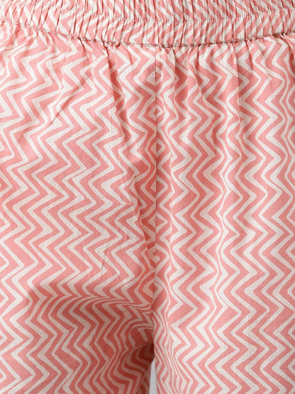 Pink Cotton Shirt Style Kurta Hem Cuffed Pant Co-Ord Set | LASVINI - Redefining Indian Fashion with Elegance
