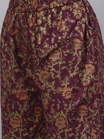 Purple Cotton Straight Kurta Pant Set With Dupatta | LASVINI - Redefining Indian Fashion with Elegance
