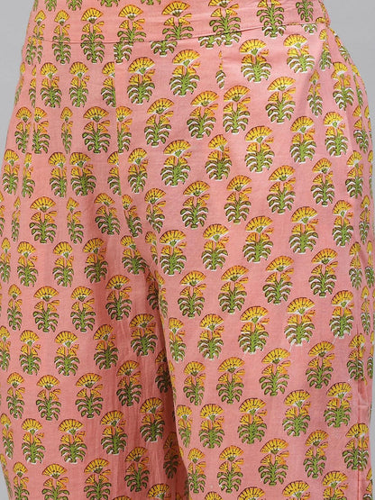 Pink Floral Cotton Kurta Pant Set | LASVINI - Redefining Indian Fashion with Elegance