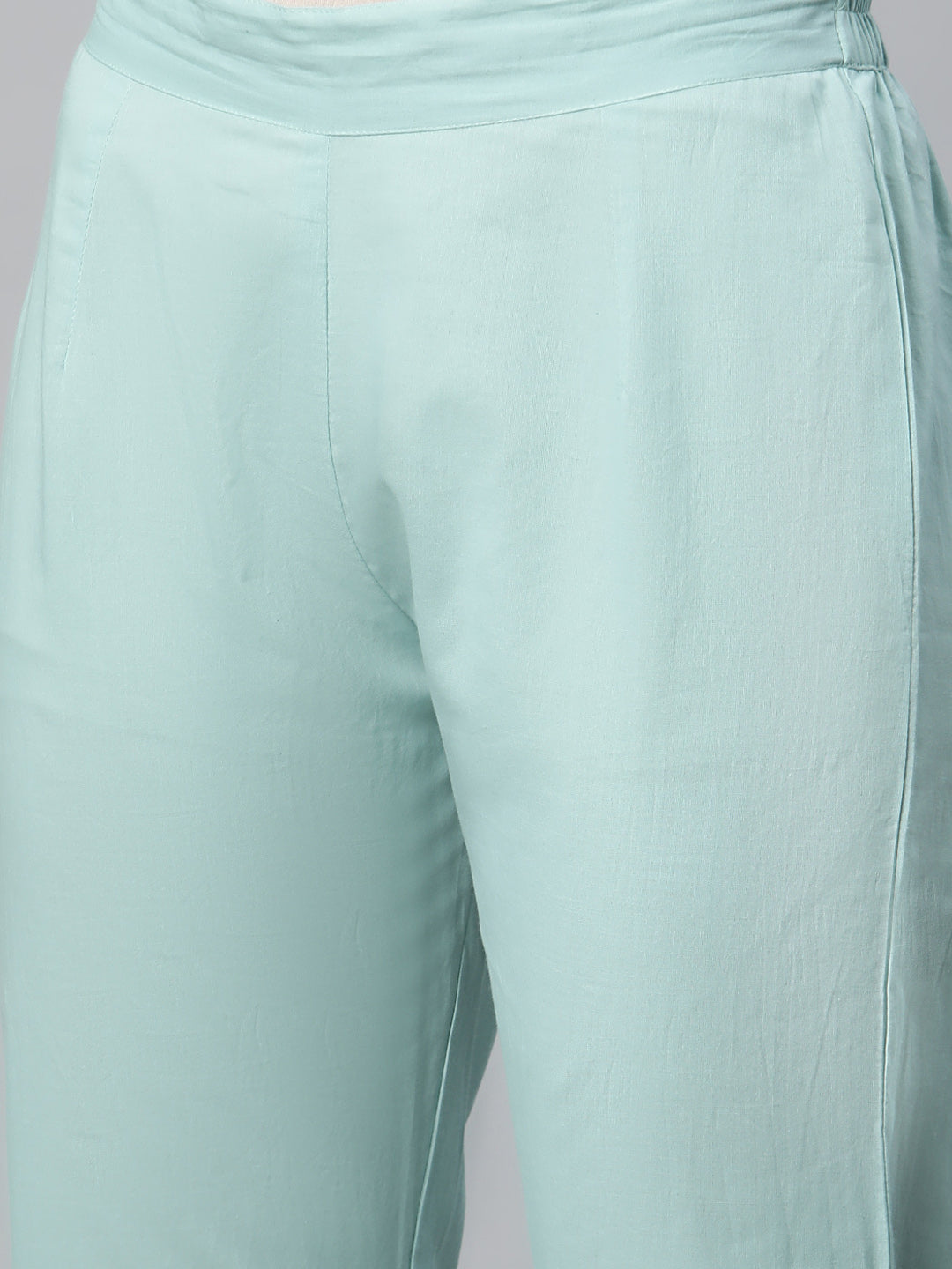 Women Sky Blue Hand Painted Floral Organza Anarkali Kurta Pant Set With Dupatta | LASVINI - Redefining Indian Fashion with Elegance