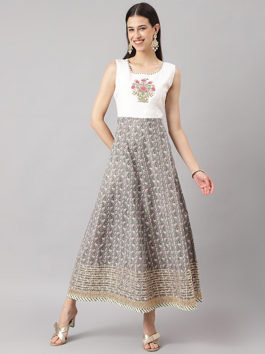 Dark Pink Floral Cotton Anarkali Kurta With Jacket | LASVINI - Redefining Indian Fashion with Elegance