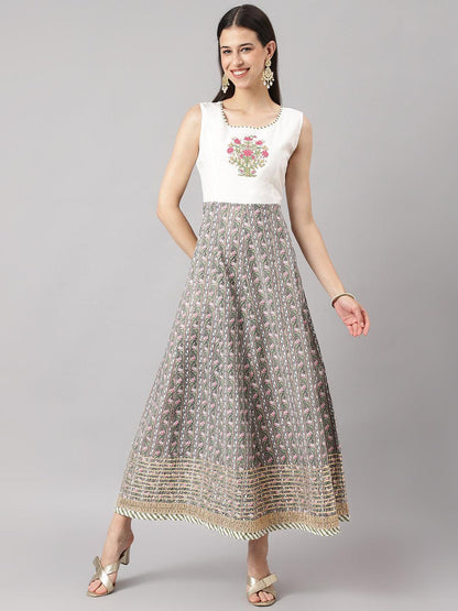 Dark Pink Floral Cotton Anarkali Kurta With Jacket | LASVINI - Redefining Indian Fashion with Elegance
