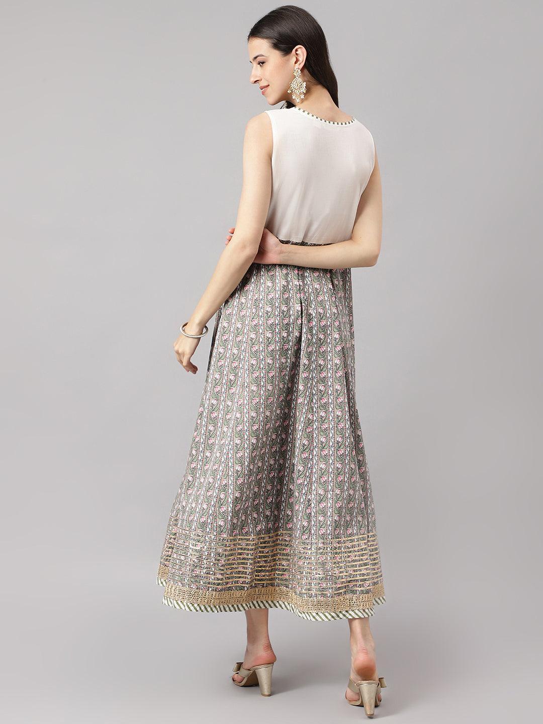 Dark Pink Floral Cotton Anarkali Kurta With Jacket | LASVINI - Redefining Indian Fashion with Elegance