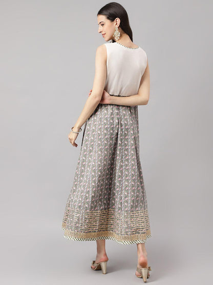 Dark Pink Floral Cotton Anarkali Kurta With Jacket | LASVINI - Redefining Indian Fashion with Elegance