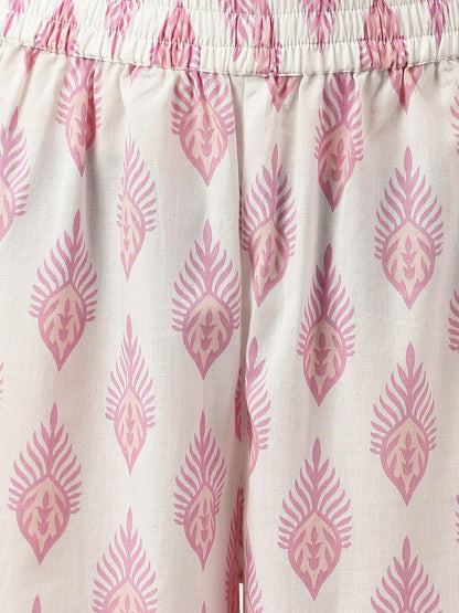 White Cotton Straight Kurta Hem Cuffed Pant Set | LASVINI - Redefining Indian Fashion with Elegance