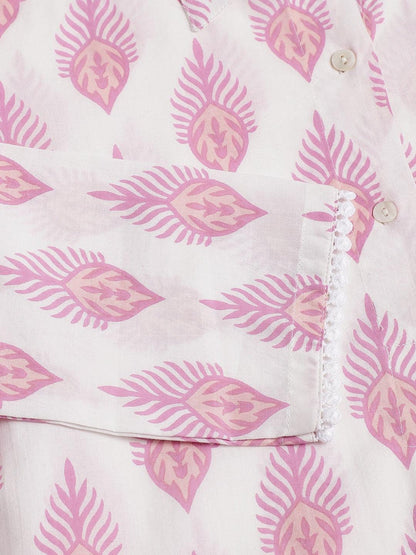 White Cotton Straight Kurta Hem Cuffed Pant Set | LASVINI - Redefining Indian Fashion with Elegance