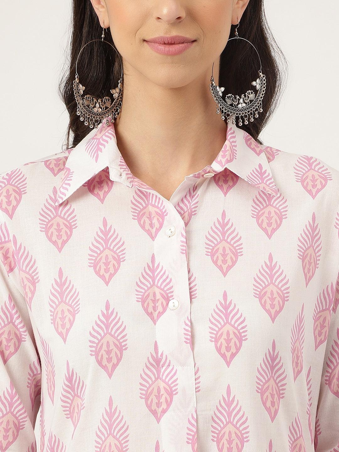 White Cotton Straight Kurta Hem Cuffed Pant Set | LASVINI - Redefining Indian Fashion with Elegance