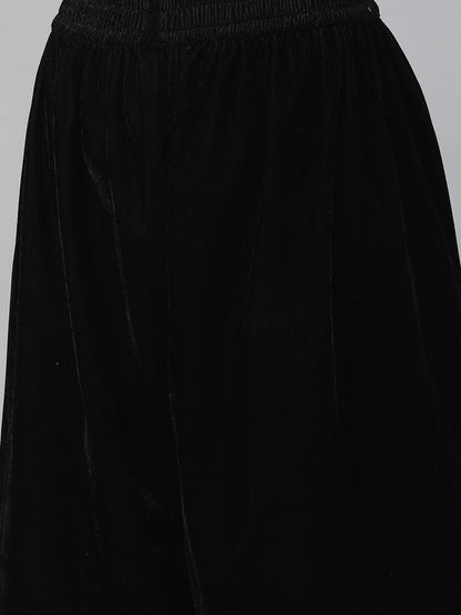 Black Velvet Hand Work Kurta Pant With Net Dupatta Set | LASVINI - Redefining Indian Fashion with Elegance