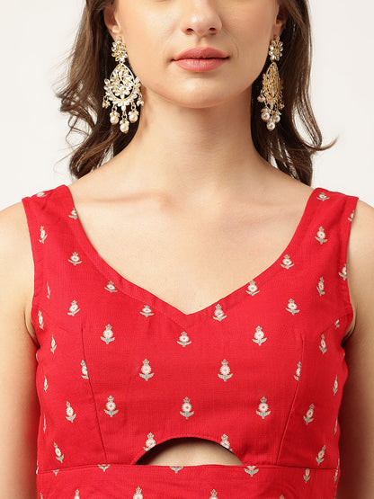 Ethnic Motifs Printed Maroon Lehenga & Blouse With Dupatta | LASVINI - Redefining Indian Fashion with Elegance