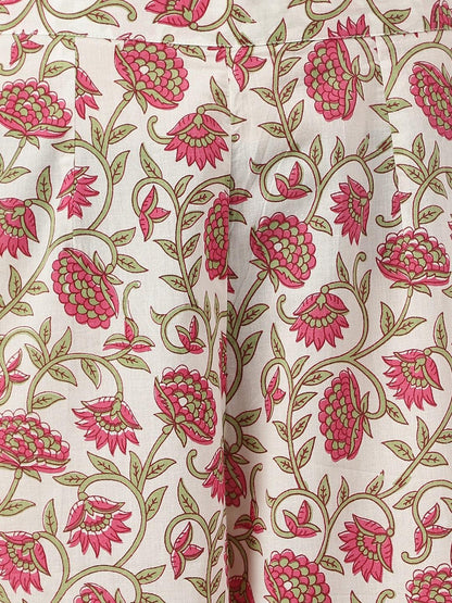 White Floral Printed Anarkali Kurta Palazzo Sets | LASVINI - Redefining Indian Fashion with Elegance