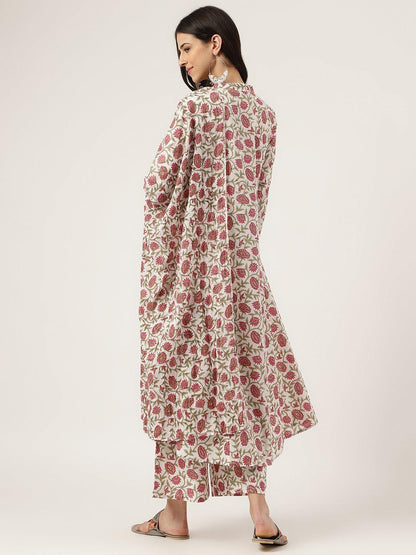 White Floral Printed Anarkali Kurta Palazzo Sets | LASVINI - Redefining Indian Fashion with Elegance