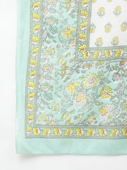 Women Mint Green Floral Printed Kurta Pant Set With Dupatta | LASVINI - Redefining Indian Fashion with Elegance