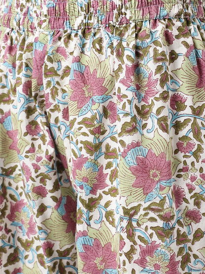Green And White Cotton Hand Block Printed Kurta Pant Set With Dupatta | LASVINI - Redefining Indian Fashion with Elegance