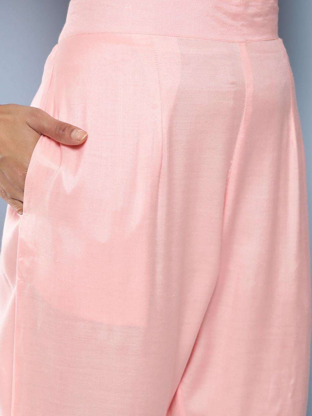 Pink Kota Doria Floral Printed Kurta Pant Dupatta Sets | LASVINI - Redefining Indian Fashion with Elegance