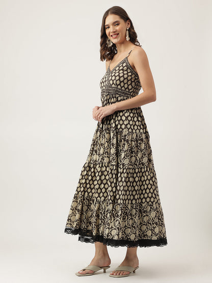 Floral Printed Cotton Empire Ethnic Dress | LASVINI - Redefining Indian Fashion with Elegance