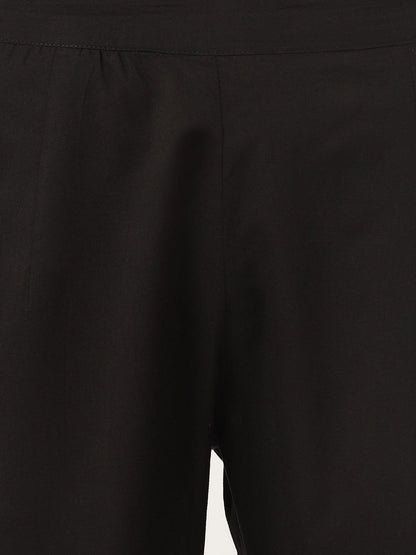 Black Solid Anarkali Kurta Pant Set With Dupatta | LASVINI - Redefining Indian Fashion with Elegance
