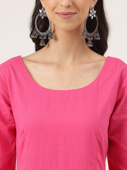 Pink Solid Anarkali Kurta Pant Set With Dupatta | LASVINI - Redefining Indian Fashion with Elegance