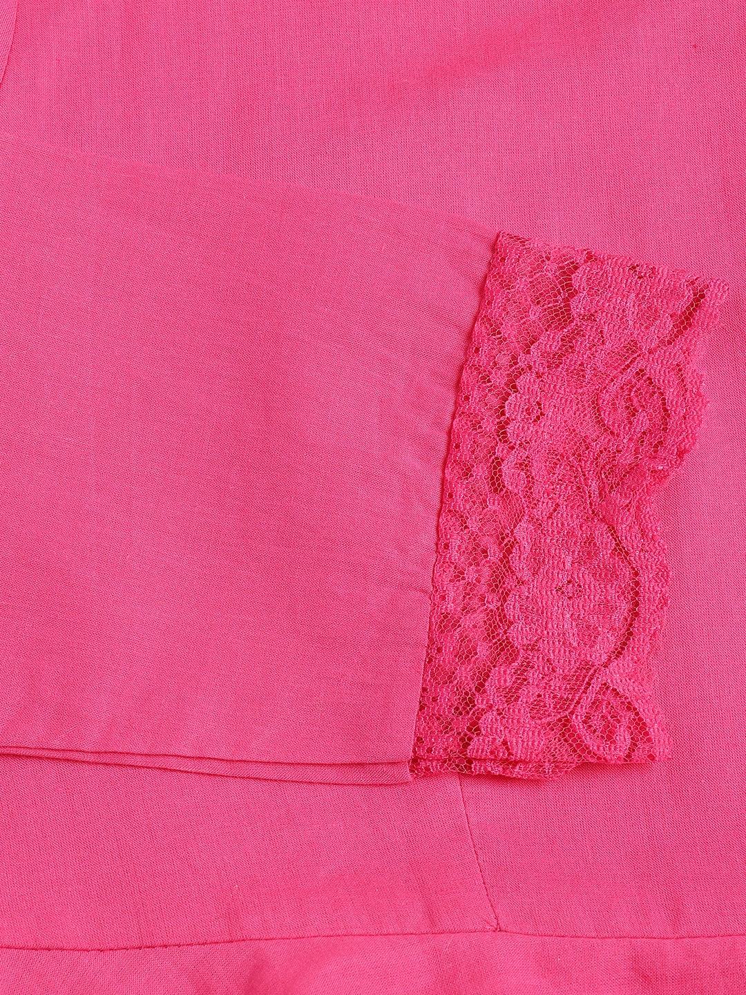 Pink Solid Anarkali Kurta Pant Set With Dupatta | LASVINI - Redefining Indian Fashion with Elegance