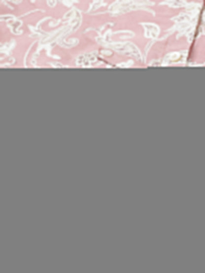 Women Dusty Pink Floral Printed Modal A-Line Shirts Style Top | LASVINI - Redefining Indian Fashion with Elegance