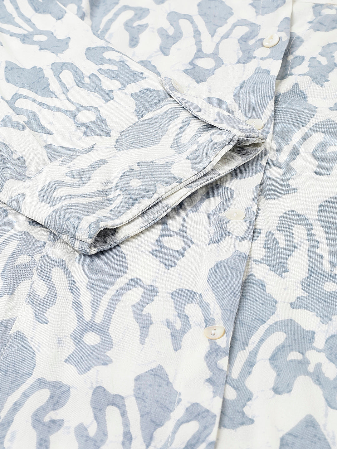 Women Off White Abstract Printed Rayon A-Line Shirts Style Top | LASVINI - Redefining Indian Fashion with Elegance