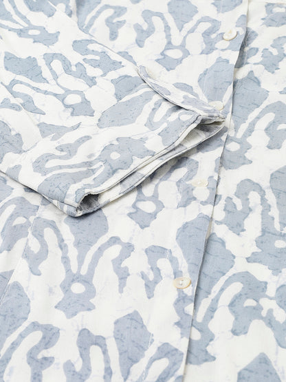 Women Off White Abstract Printed Rayon A-Line Shirts Style Top | LASVINI - Redefining Indian Fashion with Elegance