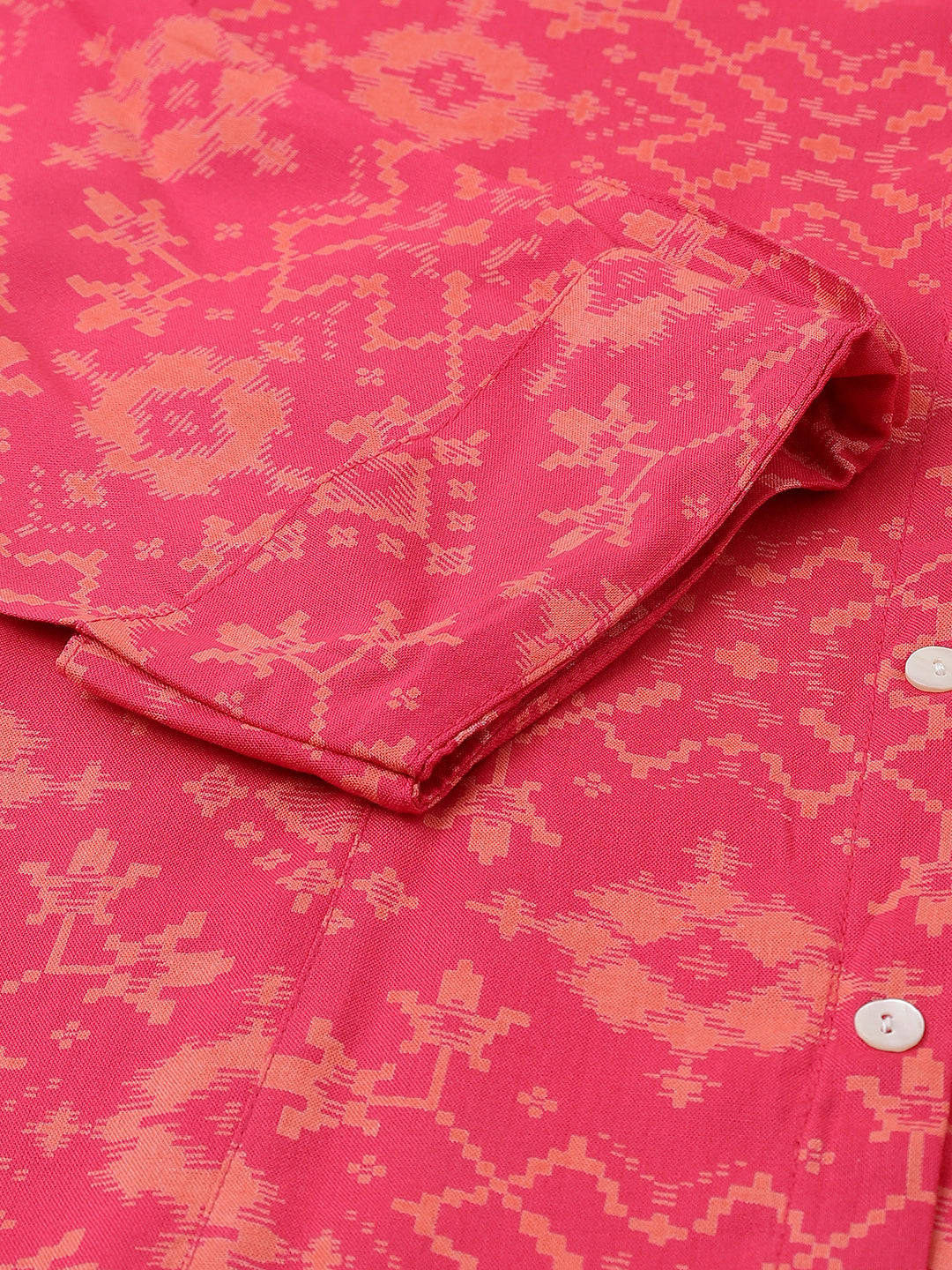 Women Pink Abstract Printed Rayon A-Line Shirts Style Top | LASVINI - Redefining Indian Fashion with Elegance