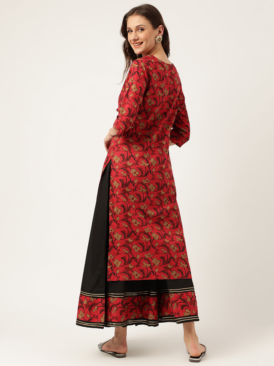 Floral Printed Cotton Kurta With Sharara Set | LASVINI - Redefining Indian Fashion with Elegance