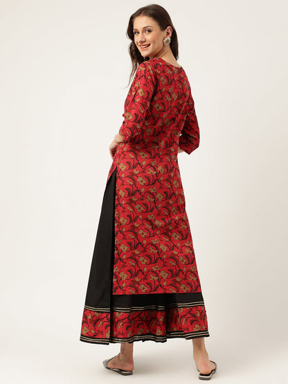 Floral Printed Cotton Kurta With Sharara Set | LASVINI - Redefining Indian Fashion with Elegance