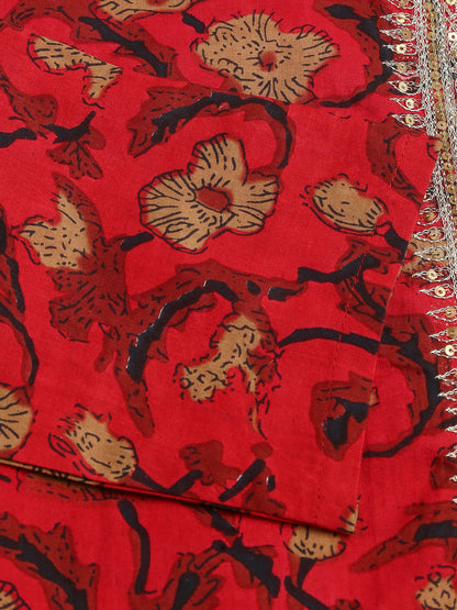 Floral Printed Cotton Kurta With Sharara Set | LASVINI - Redefining Indian Fashion with Elegance