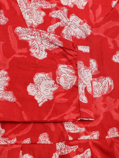 Red Cotton Peplum Top Pant Co-Ords Sets | LASVINI - Redefining Indian Fashion with Elegance