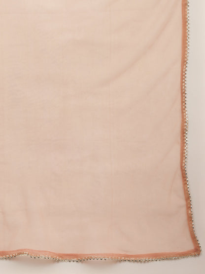 Women Peach Solid Cotton Gota Work Kurta Set With Dupatta | LASVINI - Redefining Indian Fashion with Elegance