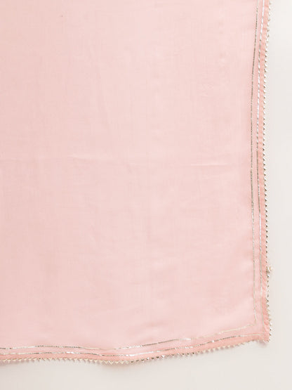 Pink Floral Print Cotton Kurta, Trouser With Dupatta | LASVINI - Redefining Indian Fashion with Elegance