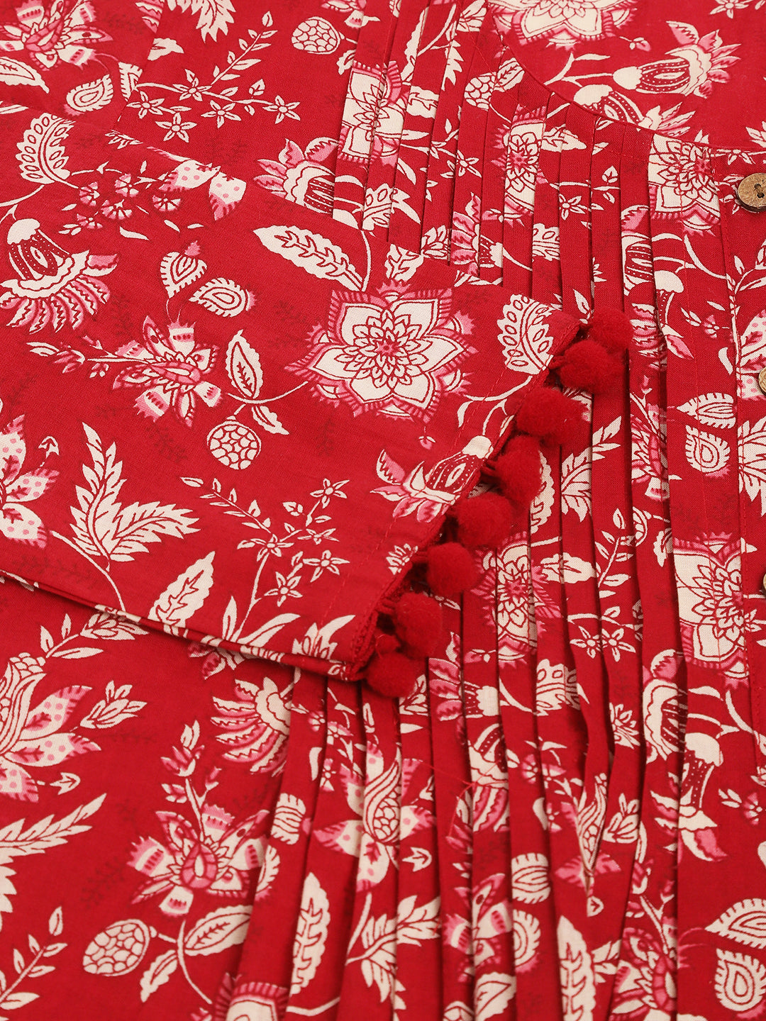 Rani Pink Floral Printed Cotton Peplum Top | LASVINI - Redefining Indian Fashion with Elegance