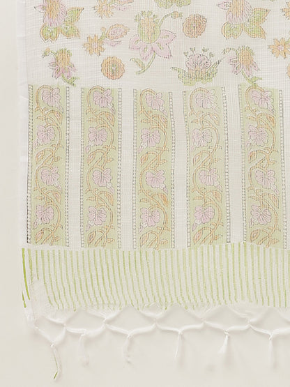 Green Floral Printed Cotton Straight Kurta, Trousers With Dupatta Set | LASVINI - Redefining Indian Fashion with Elegance