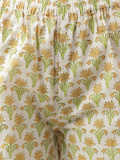 Green Floral Printed Cotton Straight Kurta, Trousers With Dupatta Set | LASVINI - Redefining Indian Fashion with Elegance