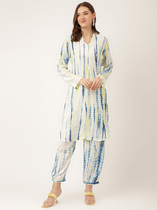 Blue Tie Dye Cotton Co Ord Set | LASVINI - Redefining Indian Fashion with Elegance
