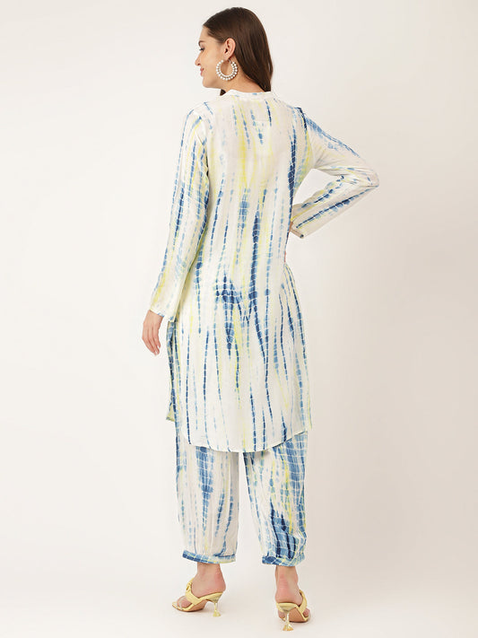 Blue Tie Dye Cotton Co Ord Set | LASVINI - Redefining Indian Fashion with Elegance