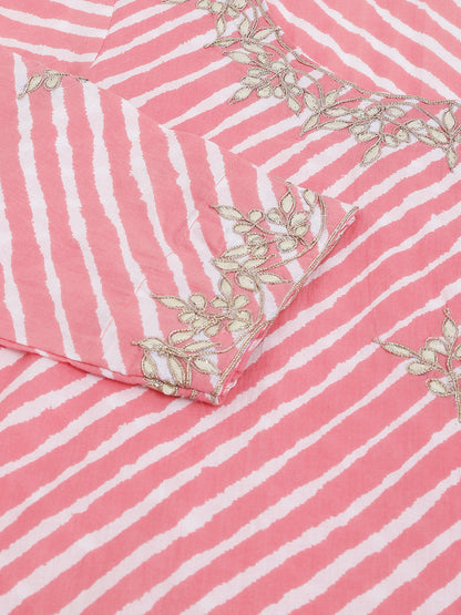 Stripe Print With Gota Work Cotton Straight Kurta | LASVINI - Redefining Indian Fashion with Elegance