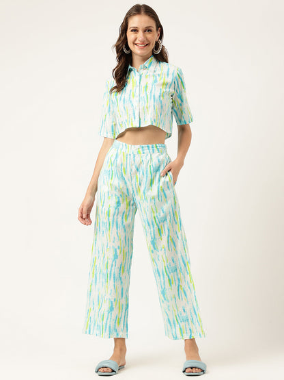 Women Tie And Dye Pure Cotton Shirt With Trousers | LASVINI - Redefining Indian Fashion with Elegance