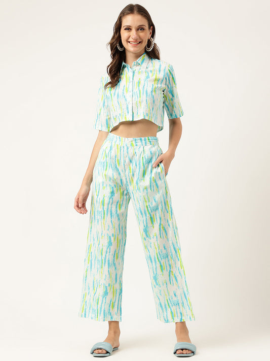 Women Tie And Dye Pure Cotton Shirt With Trousers | LASVINI - Redefining Indian Fashion with Elegance