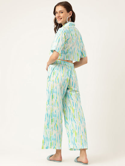 Women Tie And Dye Pure Cotton Shirt With Trousers | LASVINI - Redefining Indian Fashion with Elegance