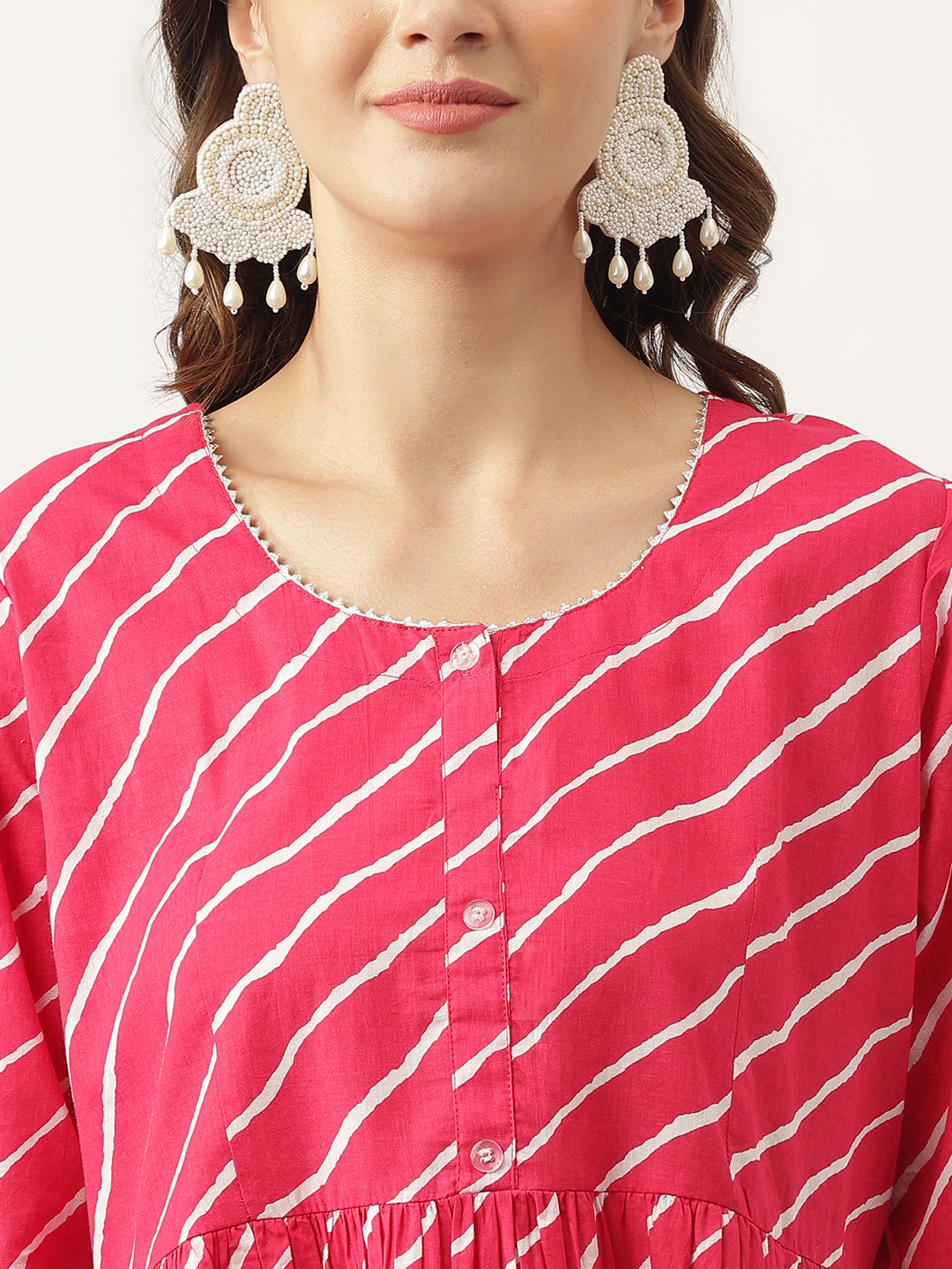 Leheriya Rayon Pink Regular Top | LASVINI - Redefining Indian Fashion with Elegance