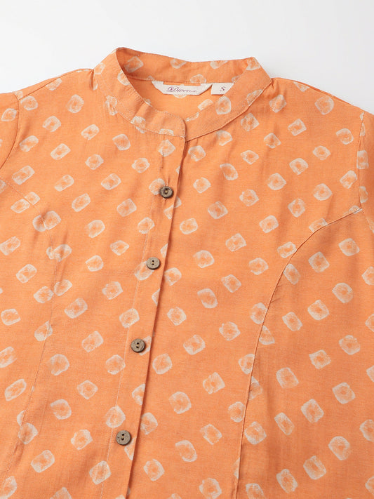 Mustard Printed Chanderi Silk Regular Top | LASVINI - Redefining Indian Fashion with Elegance