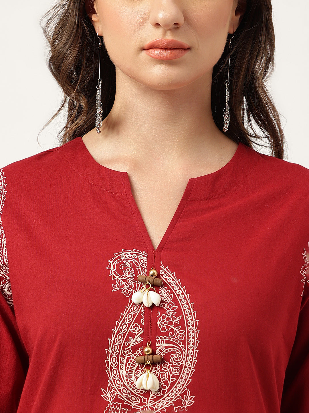 Maroon Paisley Print Cotton Co-Ord Set | LASVINI - Redefining Indian Fashion with Elegance